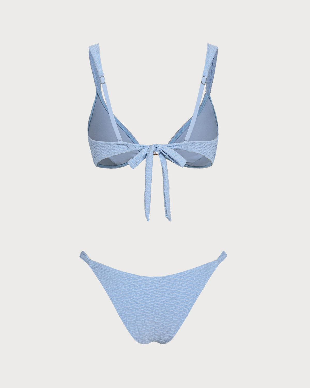 Conjunto de bikini triangular azul con textura
