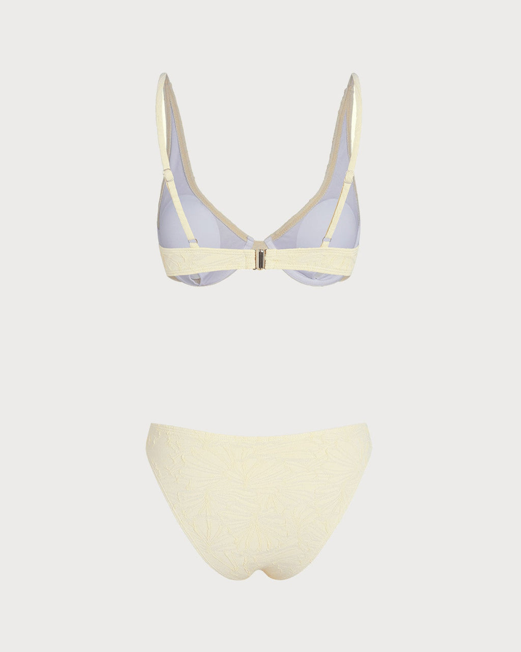 Bikini de jacquard beige con aros – elegante conjunto de baño de dos piezas con sujeción