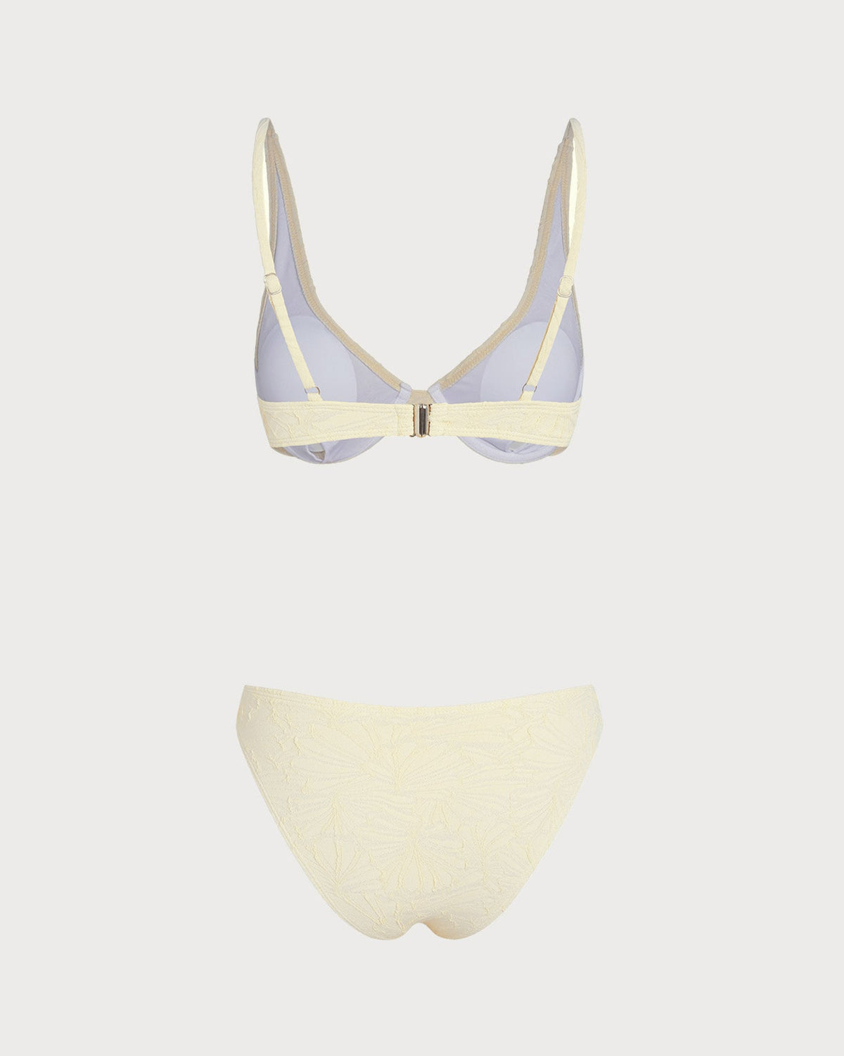 Bikini de jacquard beige con aros – elegante conjunto de baño de dos piezas con sujeción