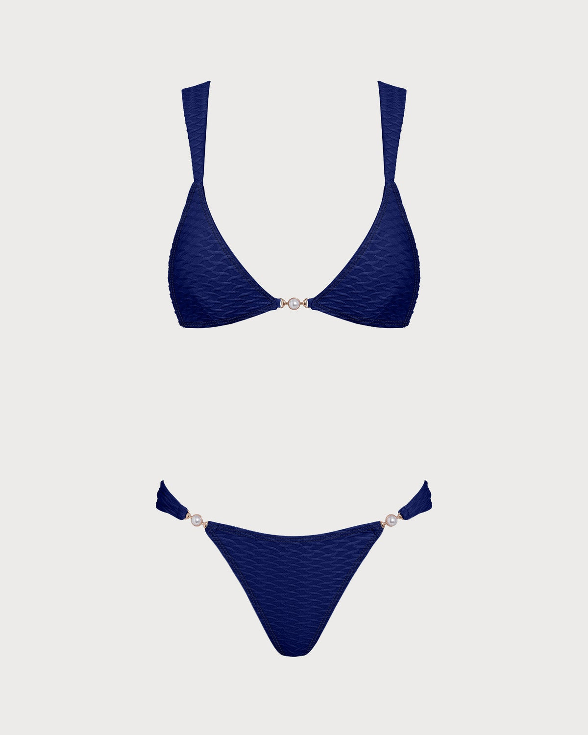 Bikini triangular texturizado azul real con ajuste favorecedor