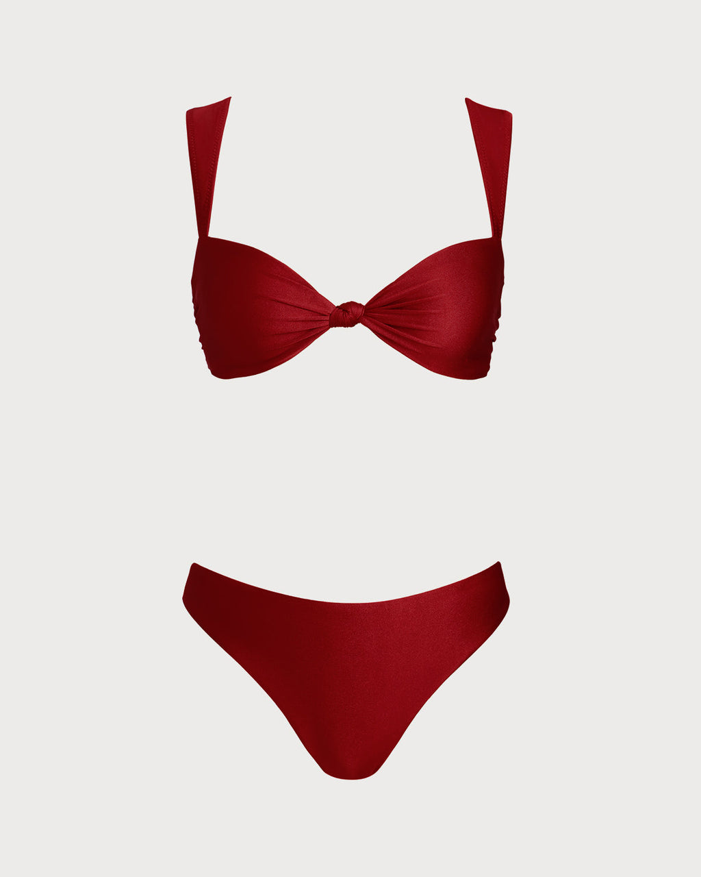 Elegante conjunto de bikini triangular rojo de tiro bajo