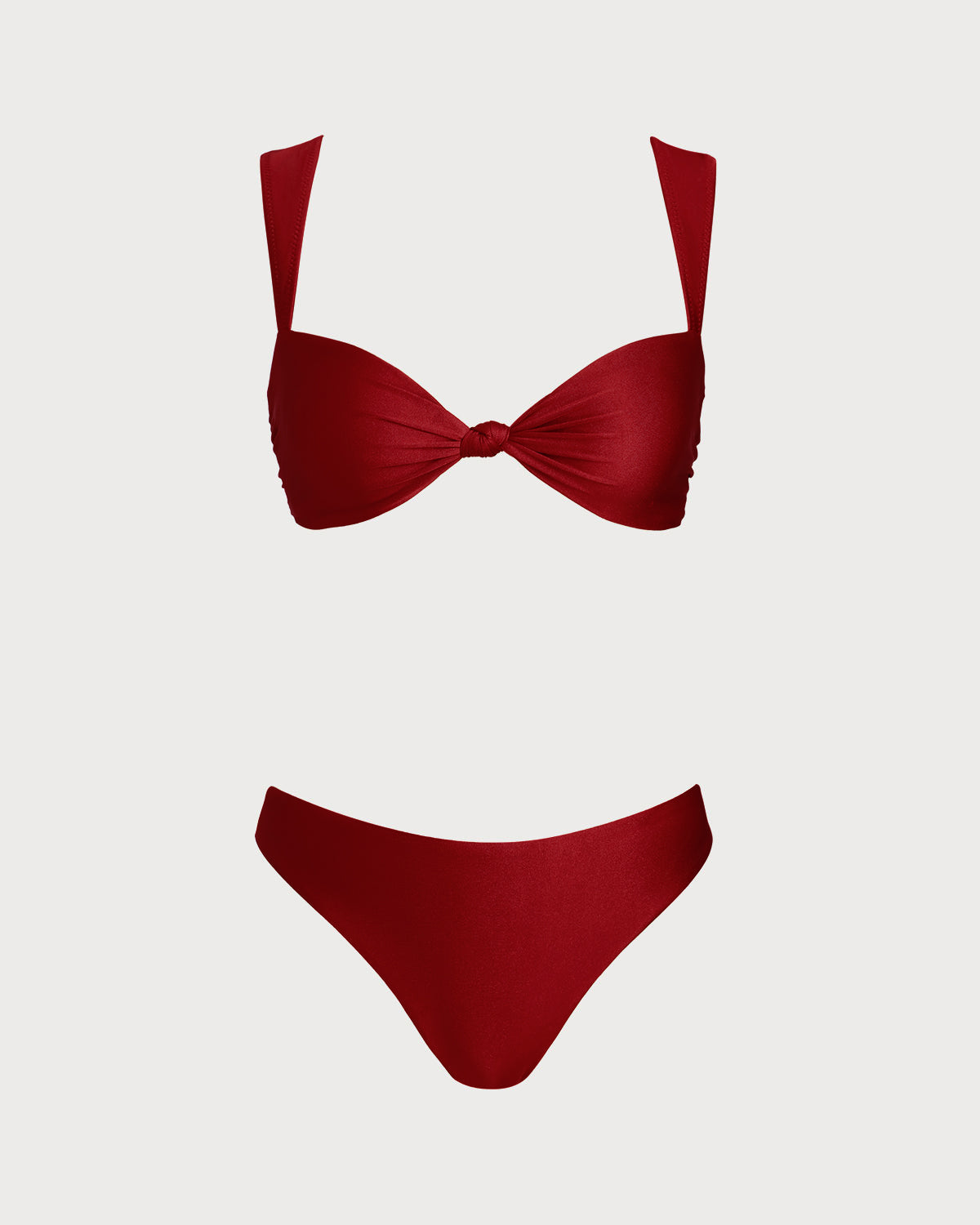 Elegante conjunto de bikini triangular rojo de tiro bajo