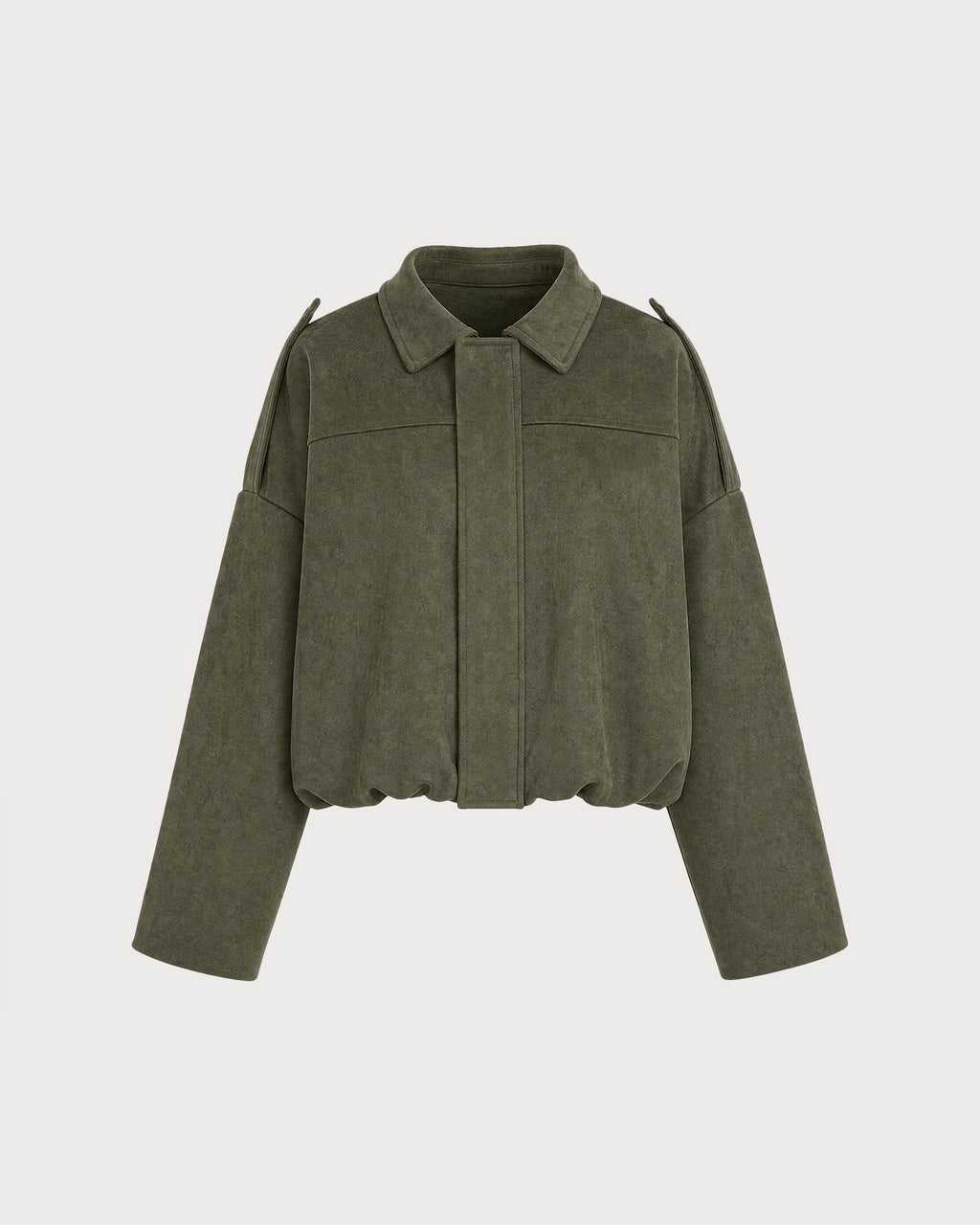 Chaqueta verde esmeralda con mangas murciélago y cierre de cremallera