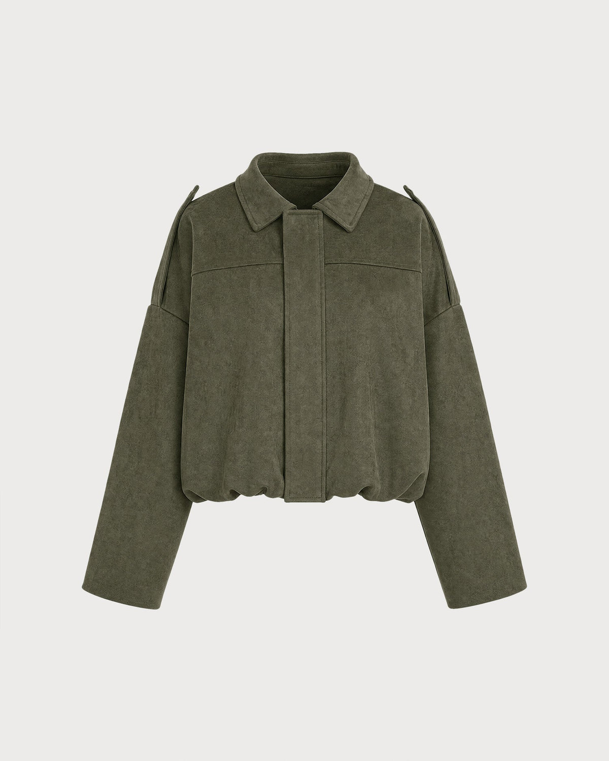 Chaqueta verde esmeralda con mangas murciélago y cierre de cremallera