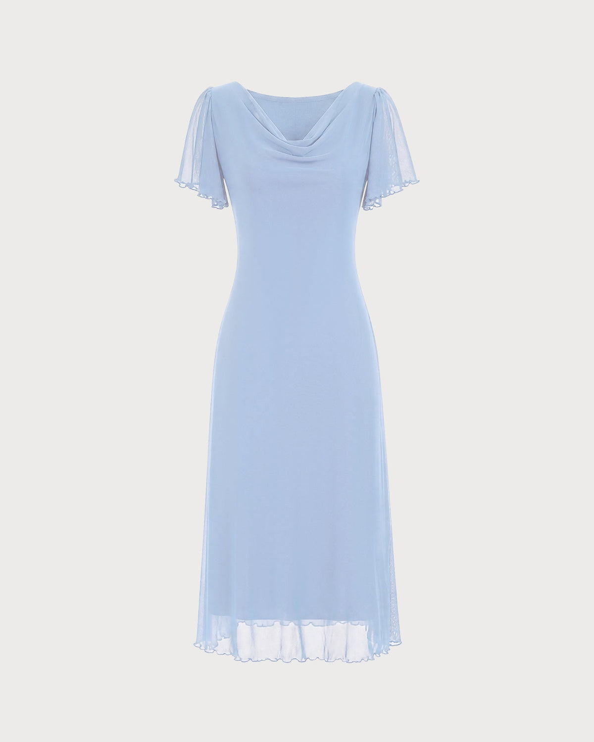 Vestido elegante azul de malla fruncida