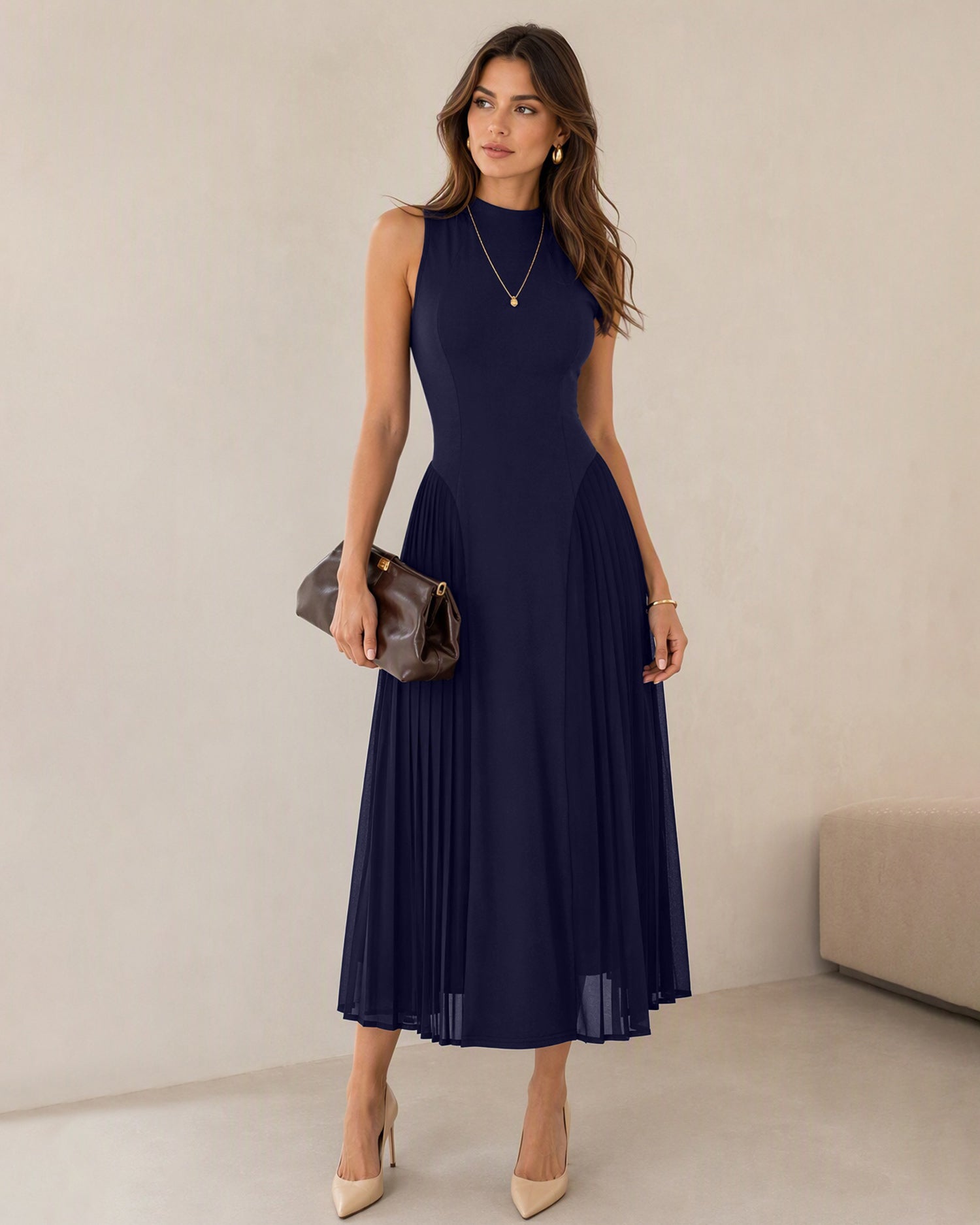 Vestido gasa marino