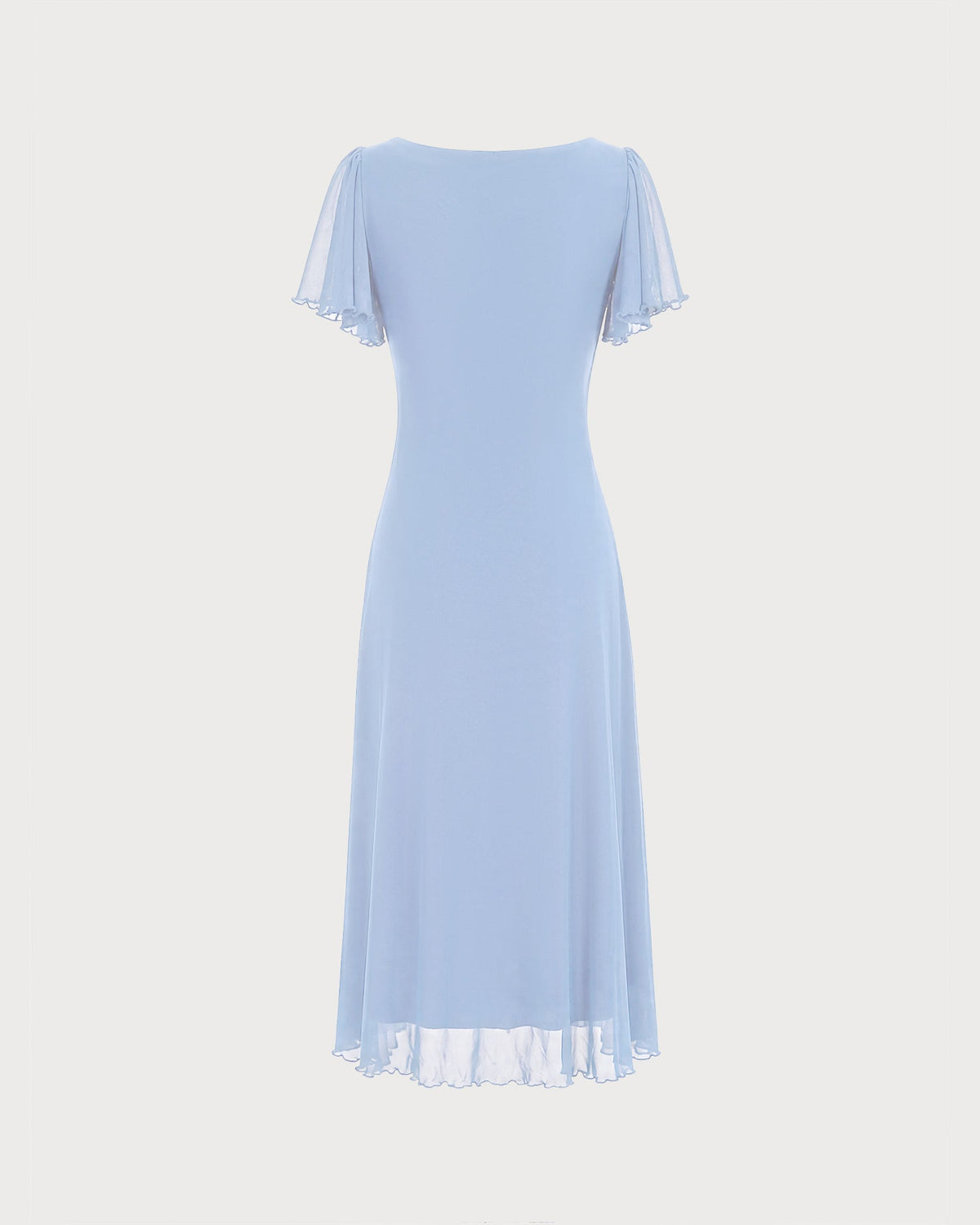 Vestido elegante azul de malla fruncida
