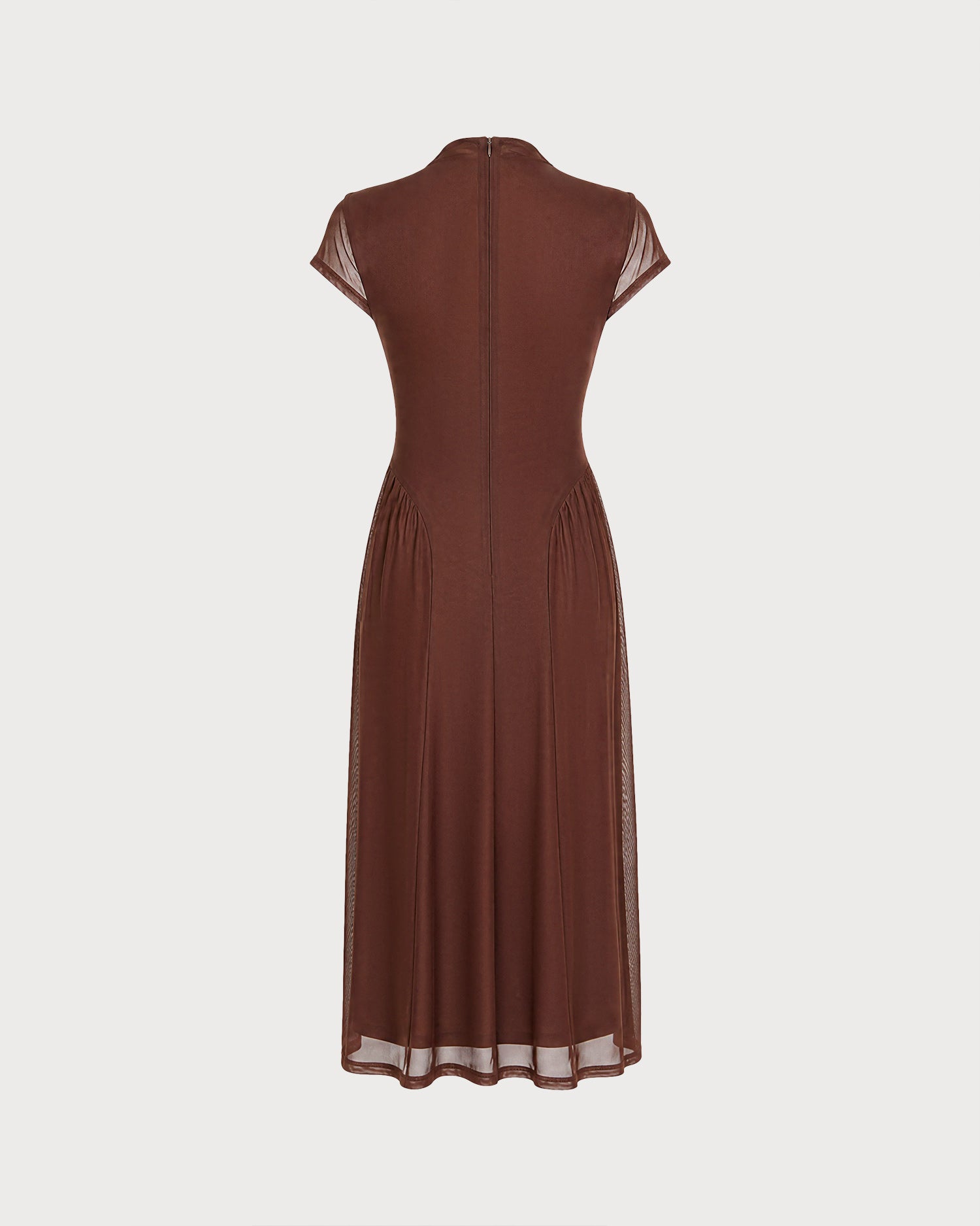 Vestido midi de malla café - JINCHENG
