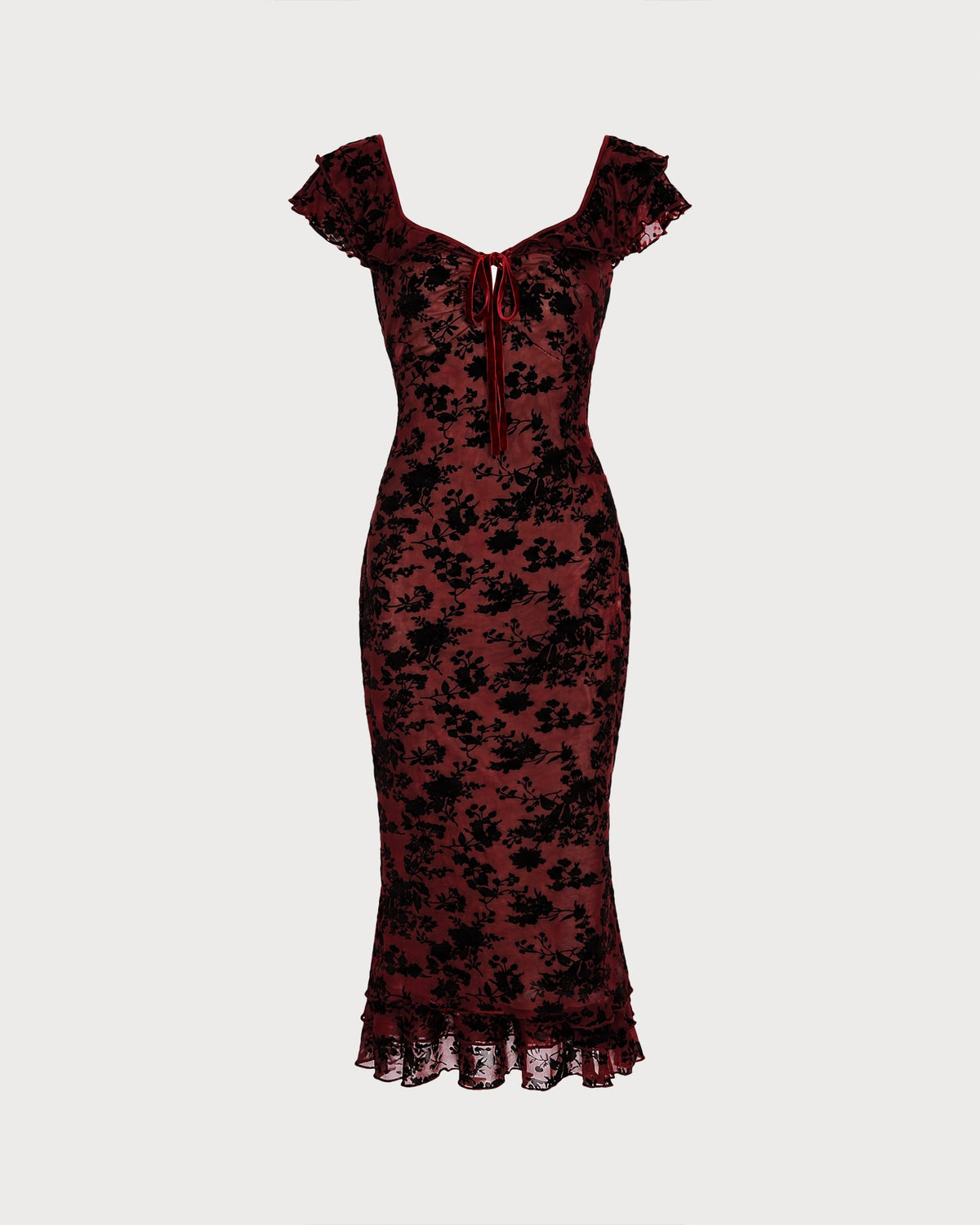 Vestido elegante de sirena con volantes