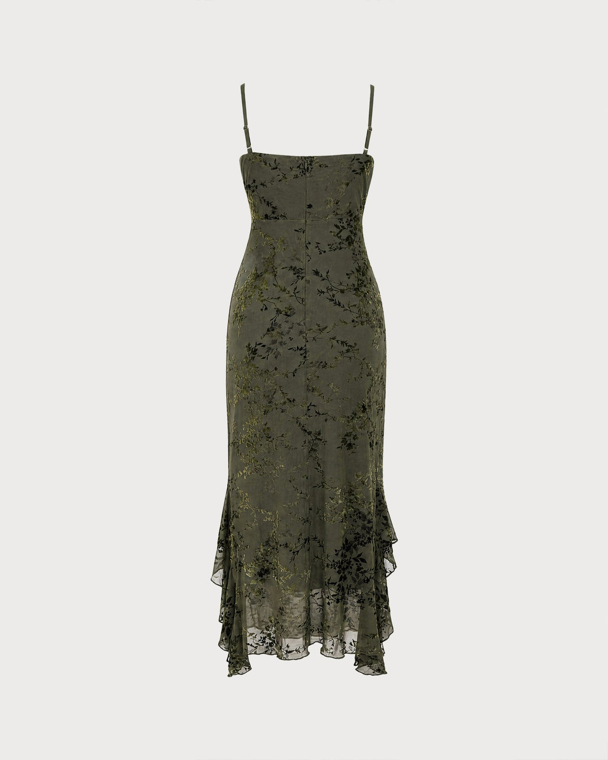 Vestido de malla verde con estampado floral