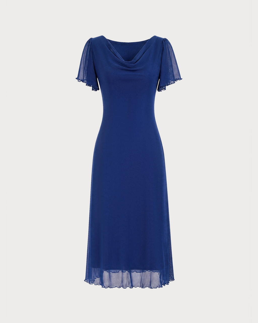 Vestido elegante de malla azul marino