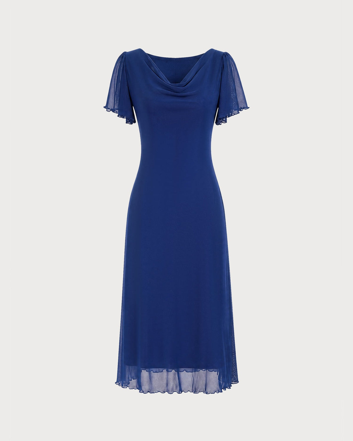 Vestido elegante de malla azul marino