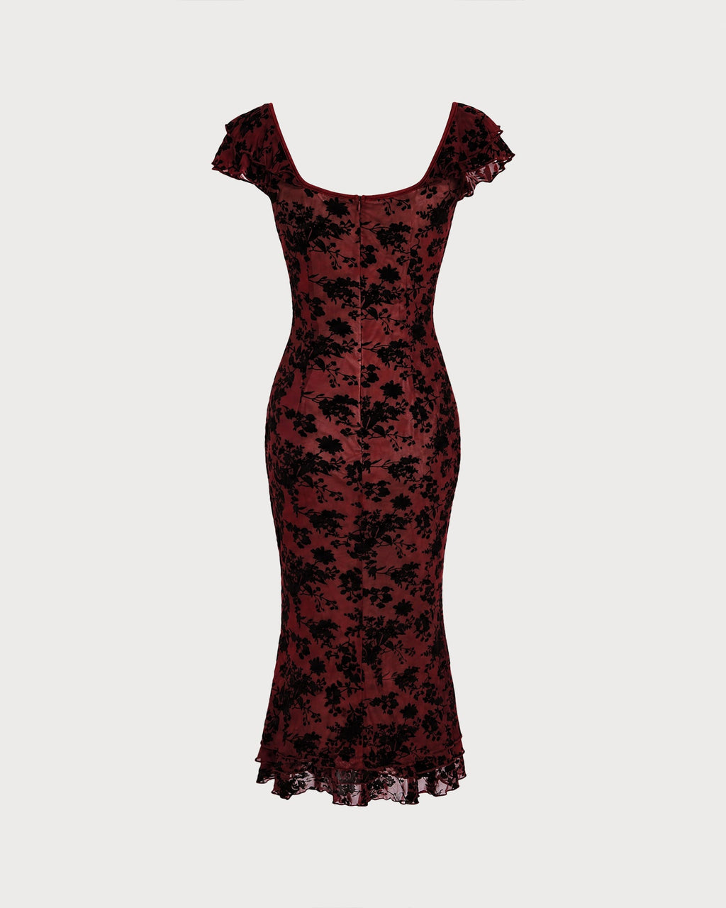Vestido elegante de sirena con volantes