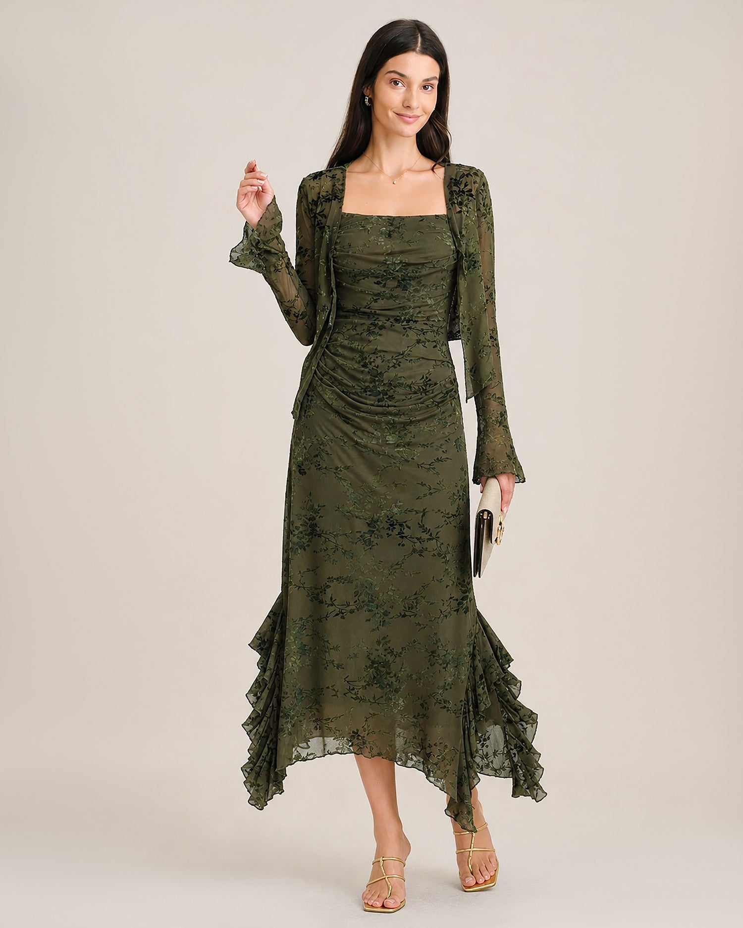 Vestido verde floral