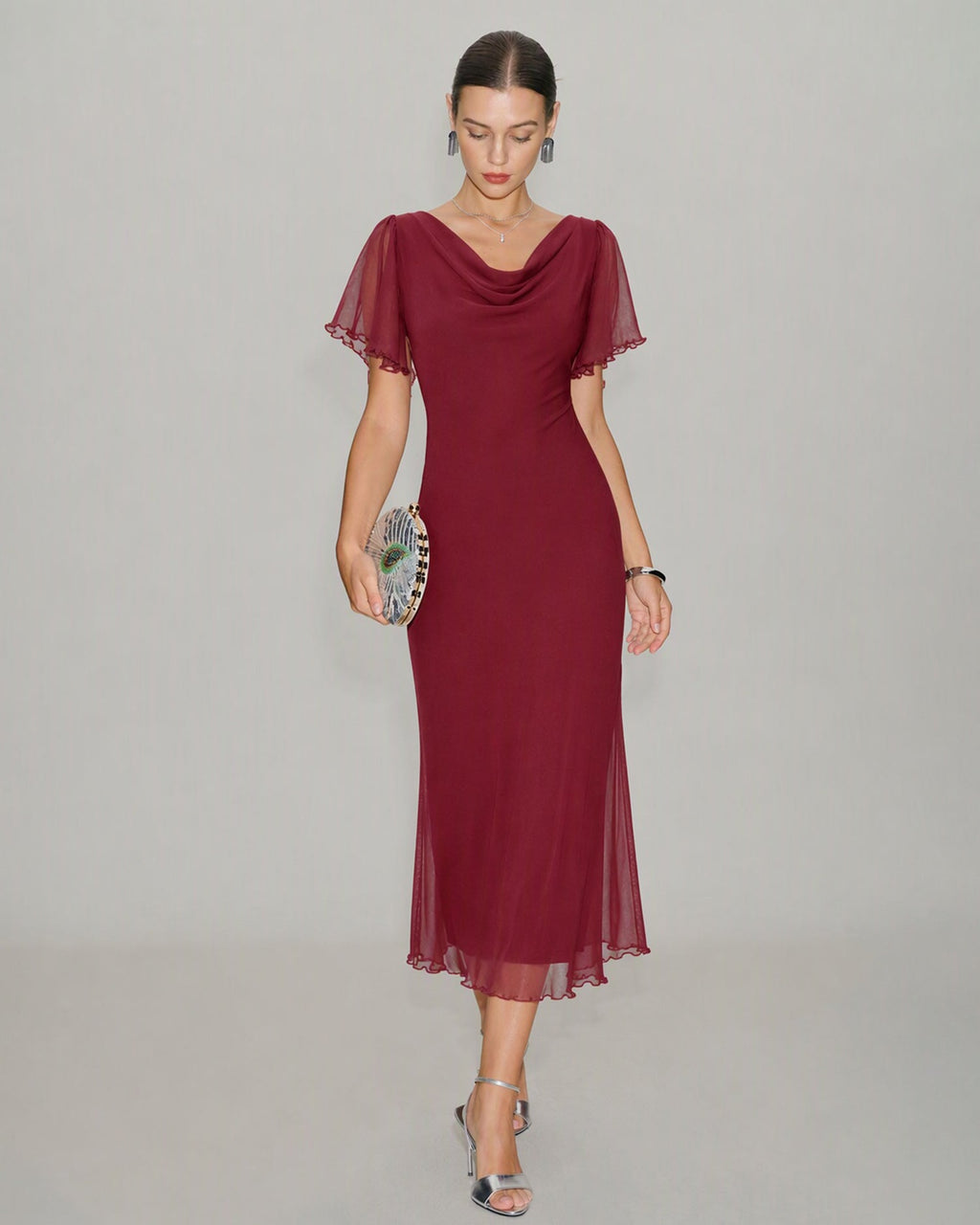 Vestido elegante rojo de malla
