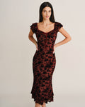 Vestido elegante de sirena con volantes