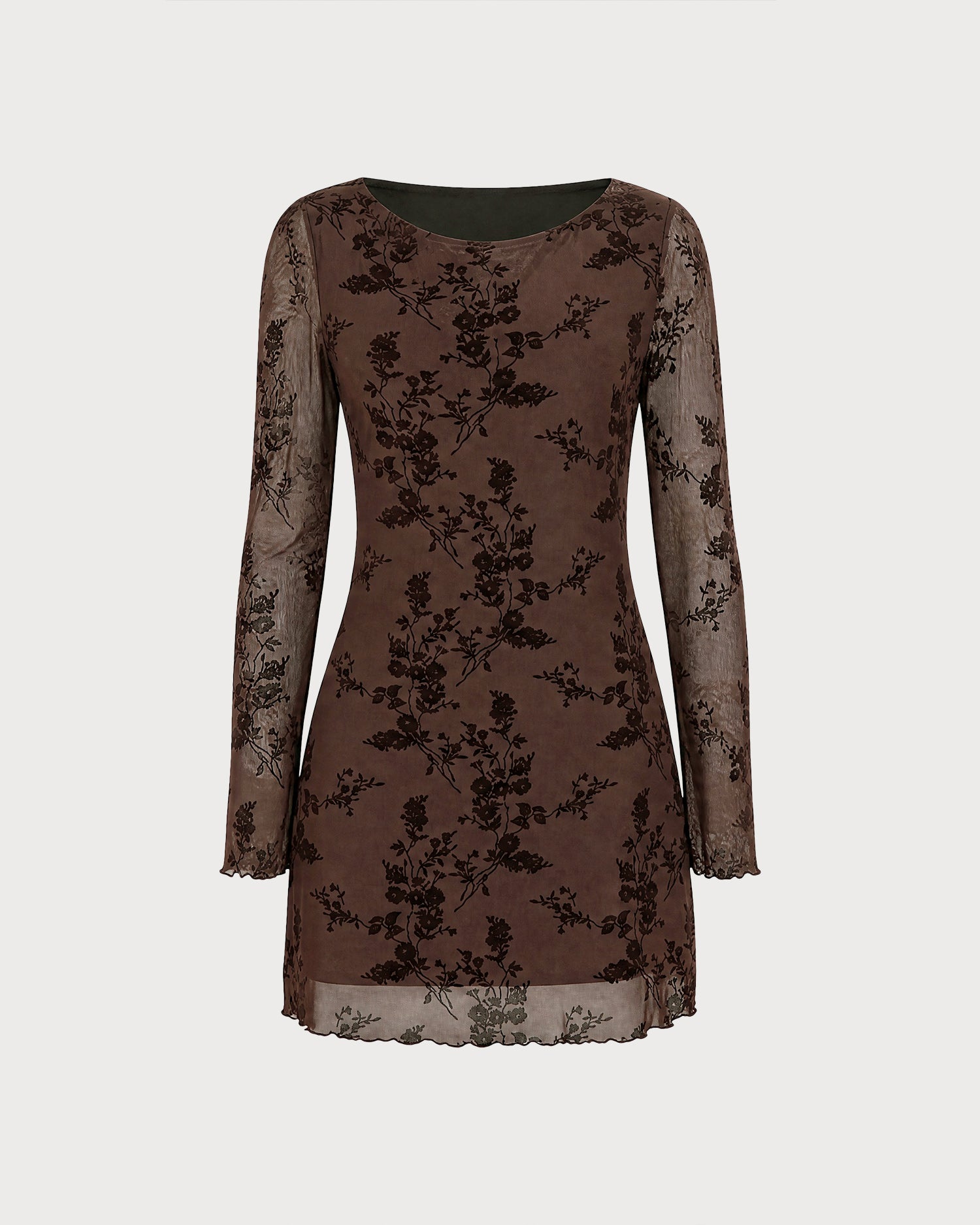 Vestido mini floral café