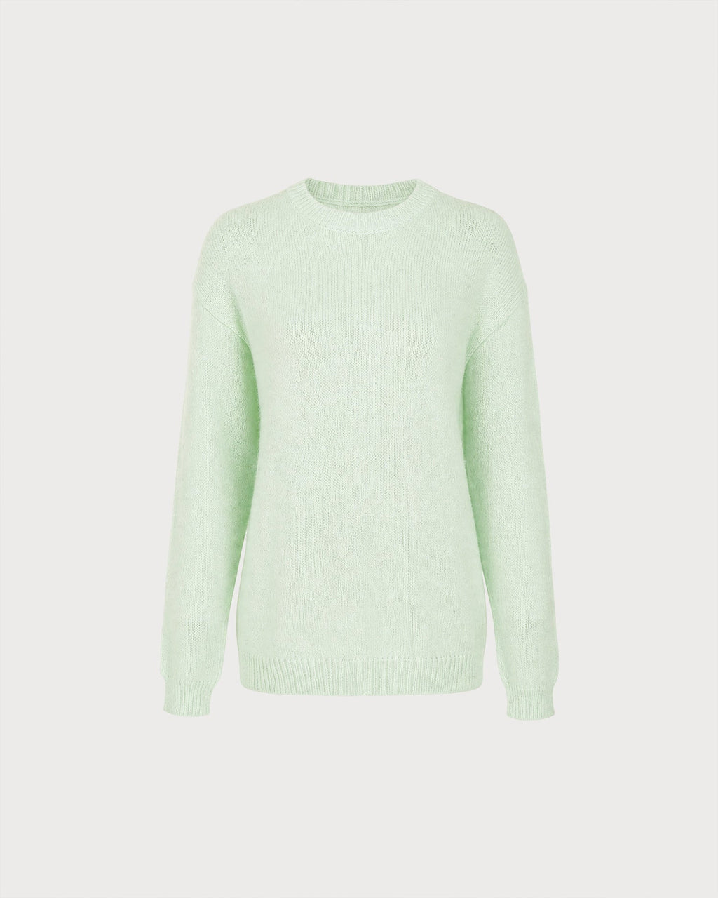 Suéter de punto verde texturizado con cuello redondo