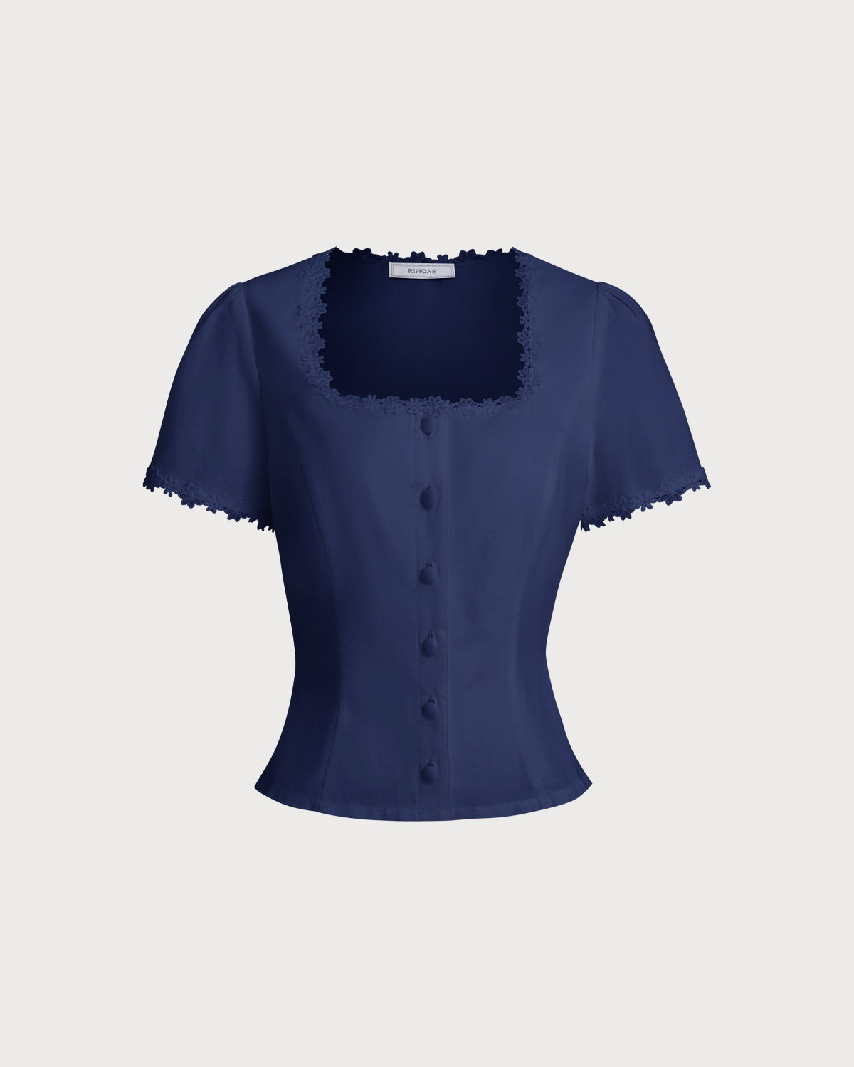 Blusa azul marino con escote cuadrado