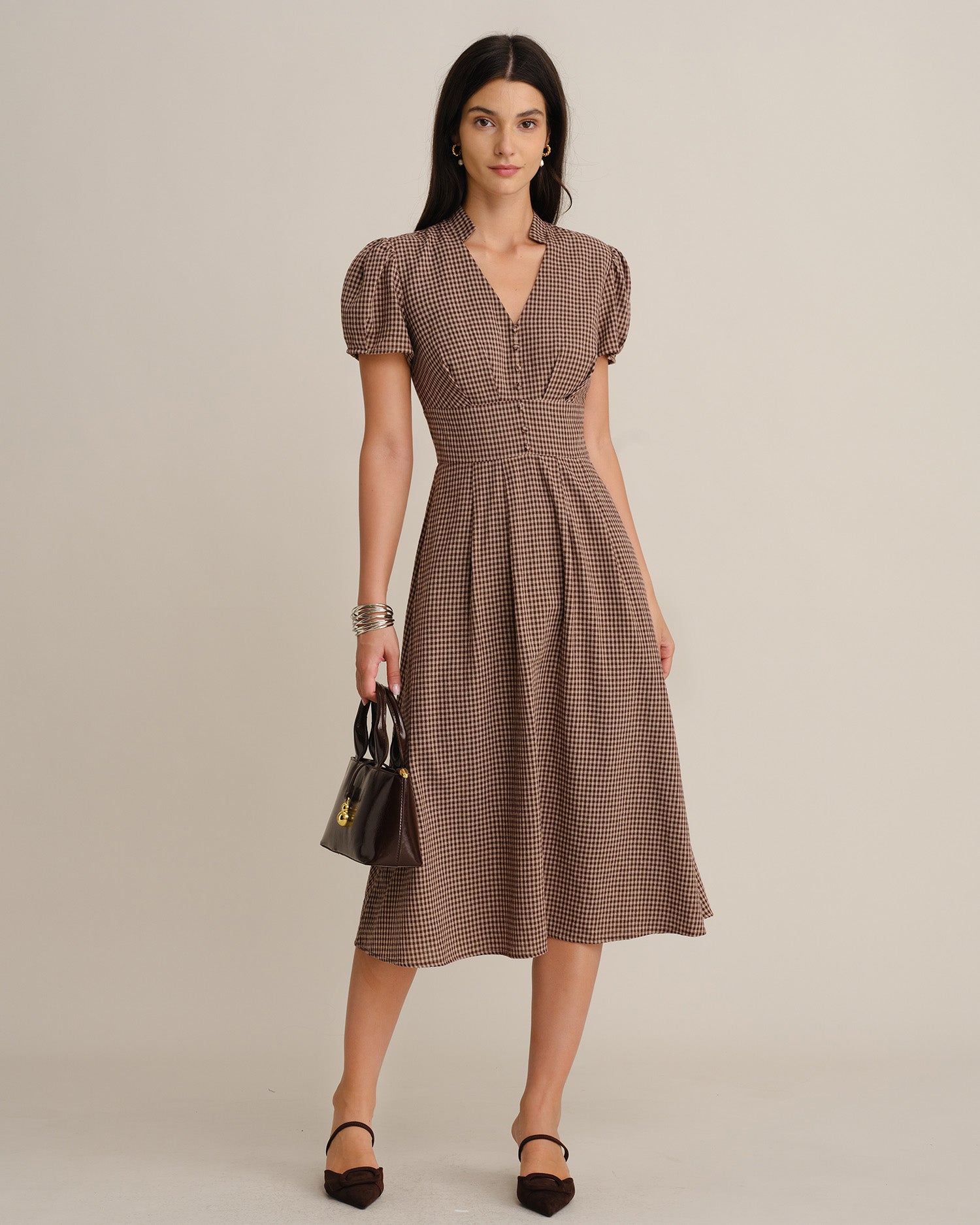 Vestido marrón cuadros