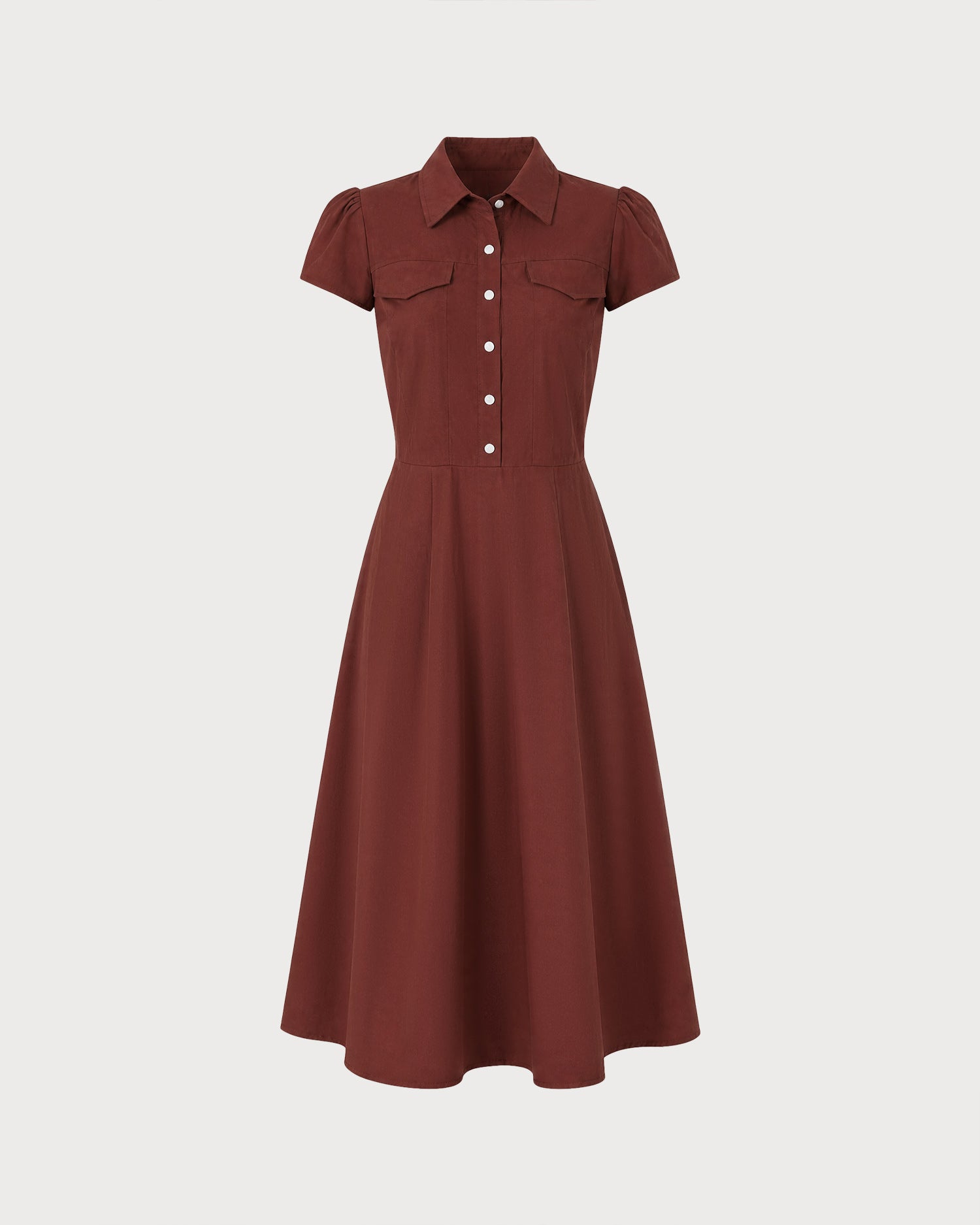 Vestido rojo con cuello y botones - JINCHENG