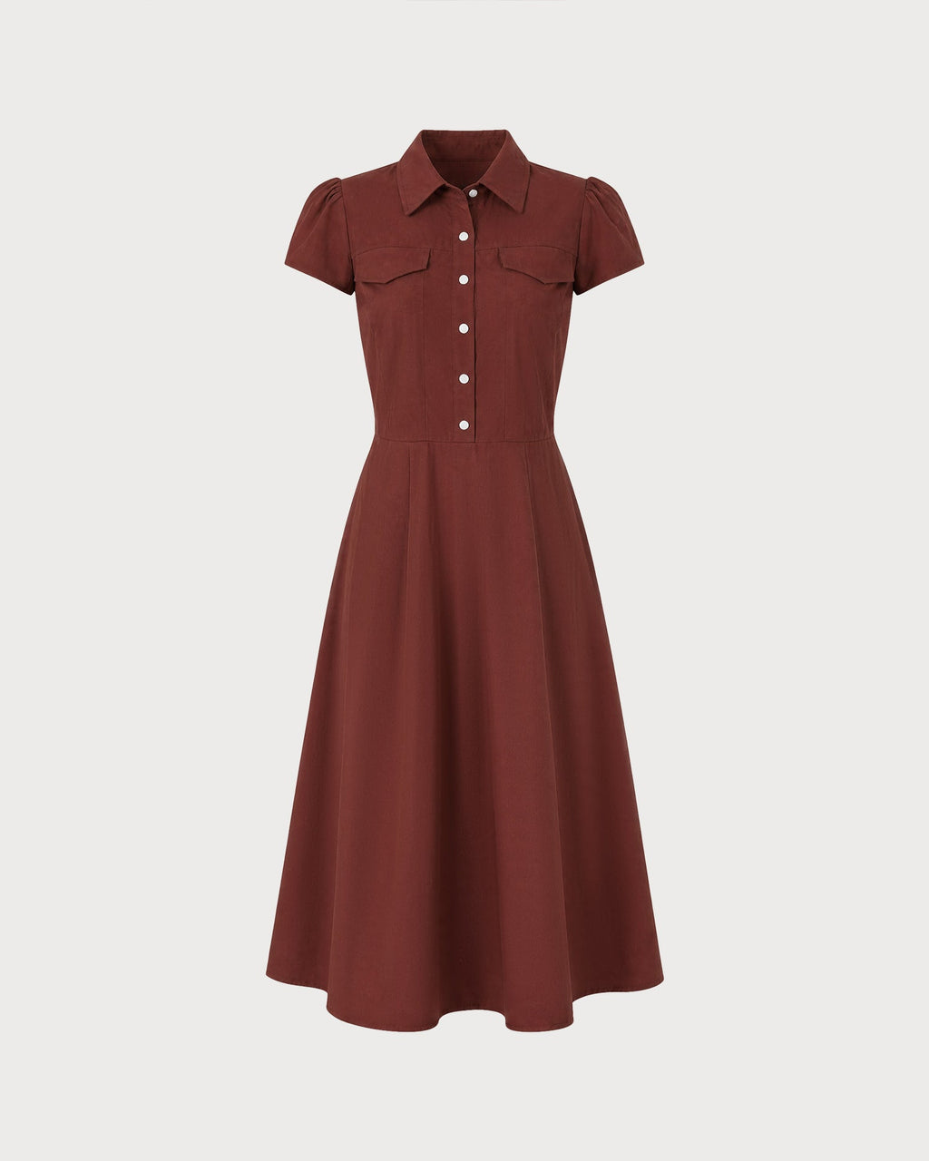 Vestido rojo con cuello y botones - JINCHENG