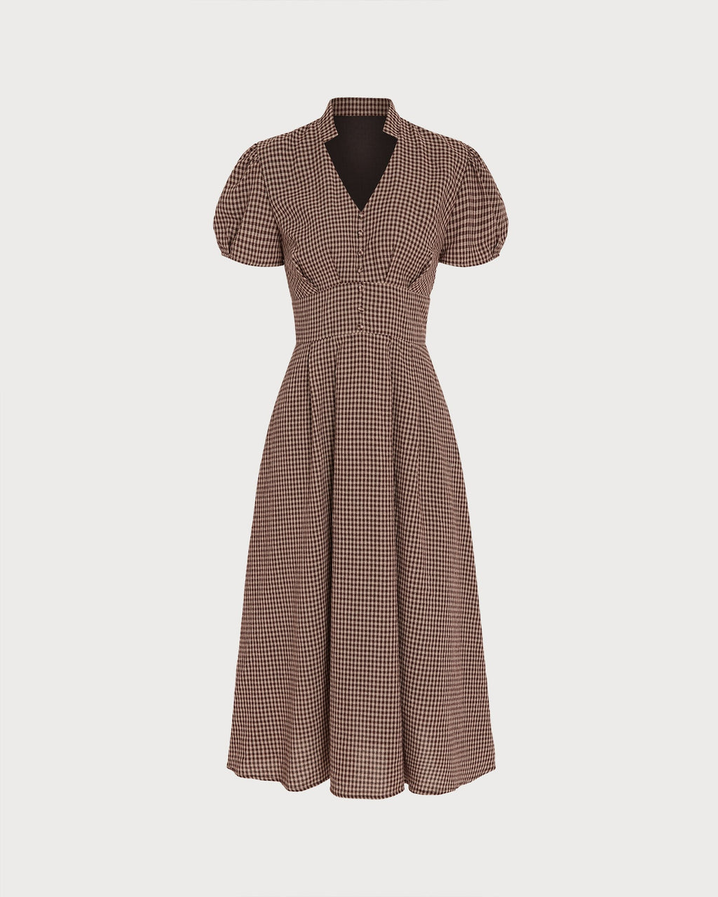 Vestido elegante marrón de cuadros