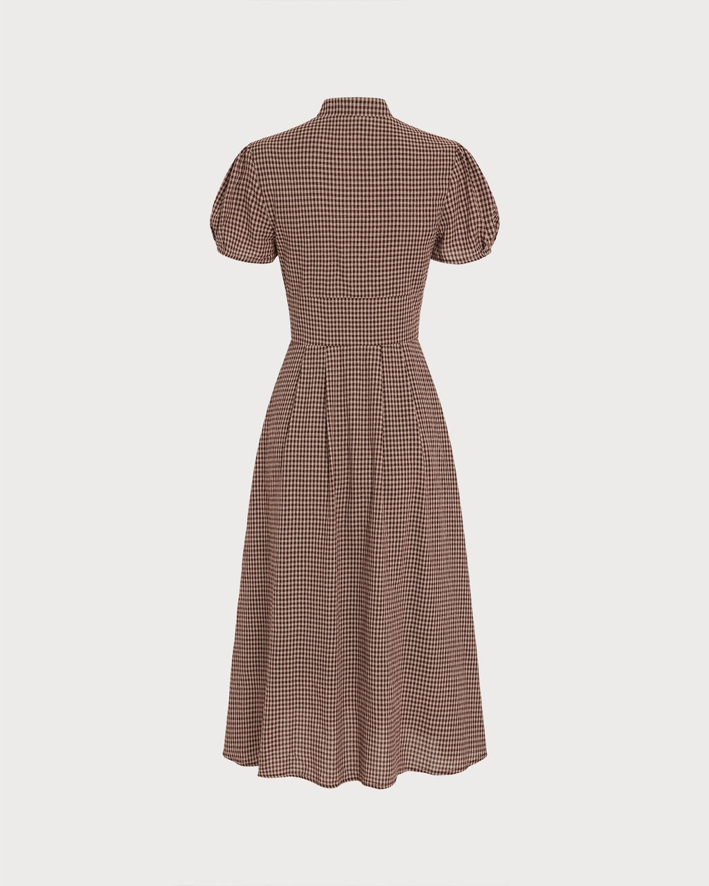 Vestido elegante marrón de cuadros
