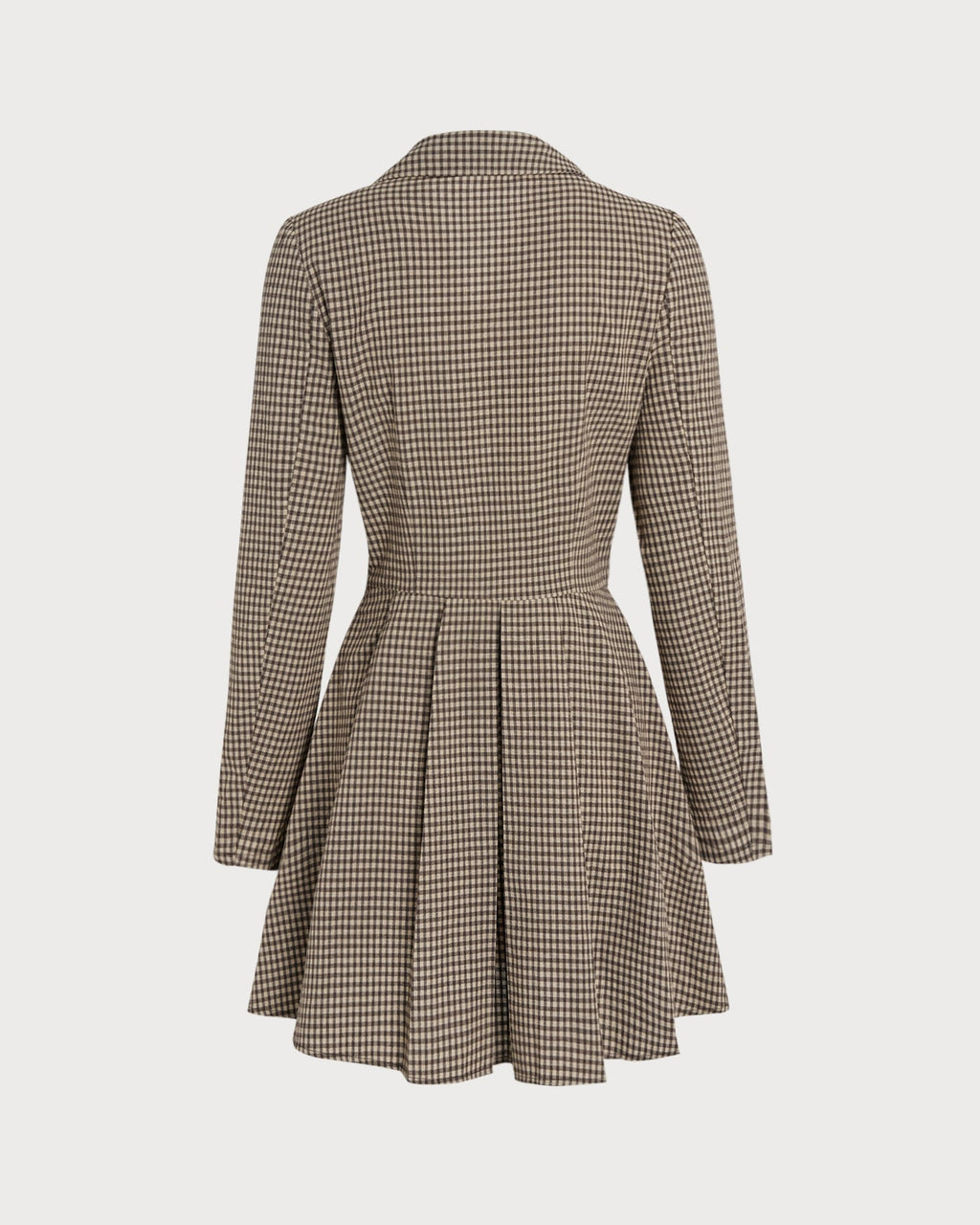 Vestido mini de algodón de cuadros vichy marrón con cuello