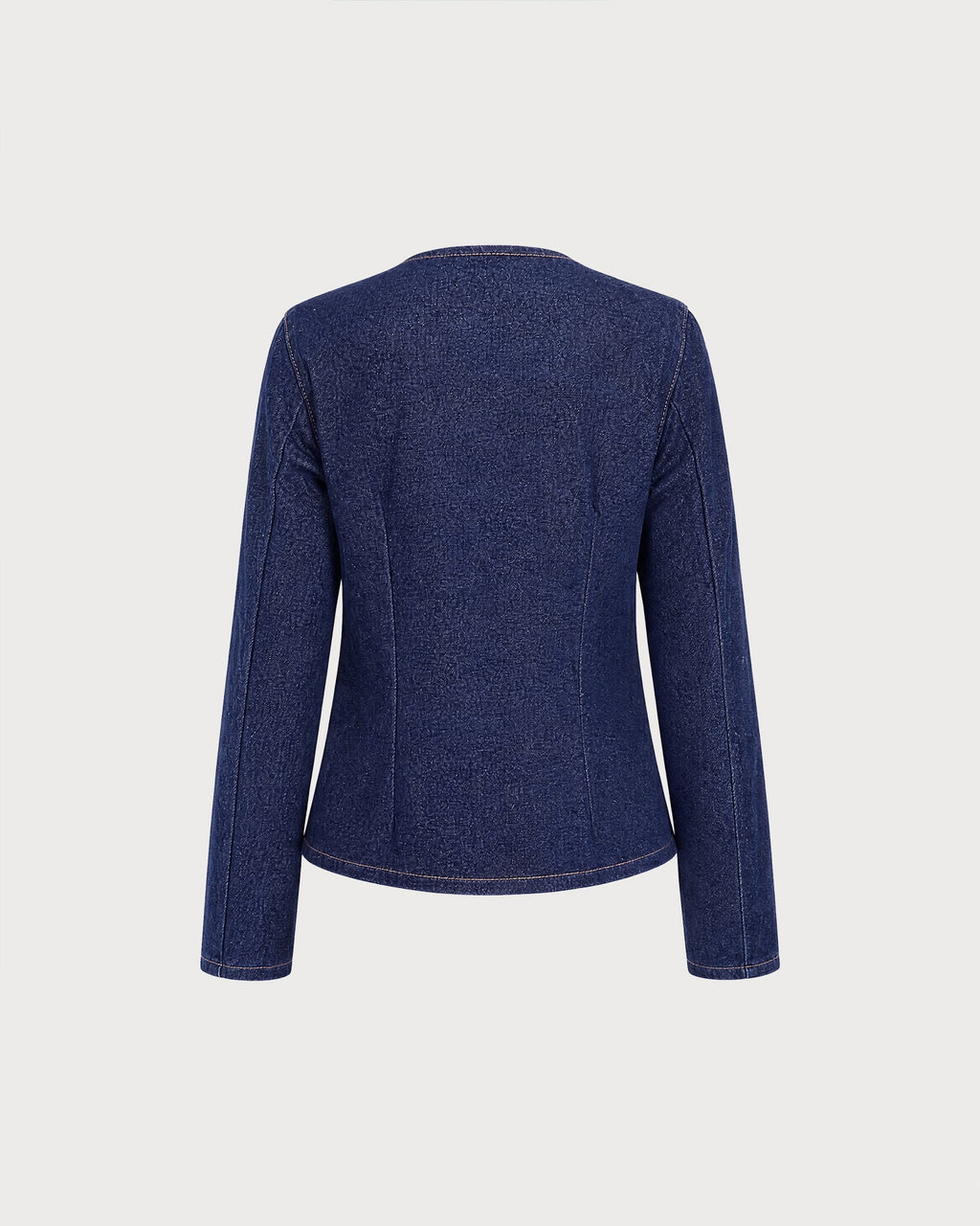 Blusa vaquera azul de cuello redondo con botones delanteros