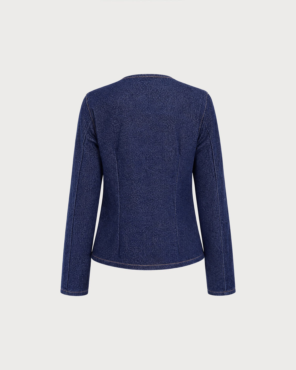 Blusa vaquera azul de cuello redondo con botones delanteros