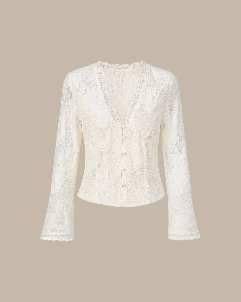 Blusa albaricoque de encaje con botones
