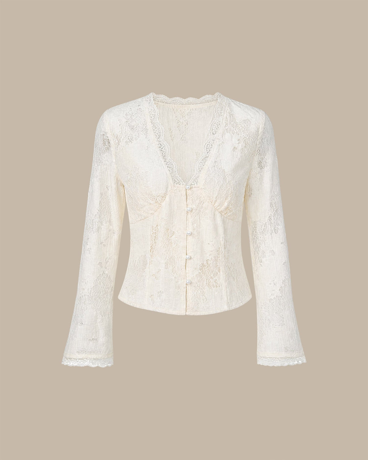 Blusa albaricoque de encaje con botones