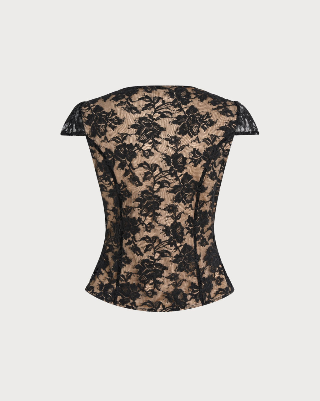 Blusa elegante negra de encaje con cuello en V