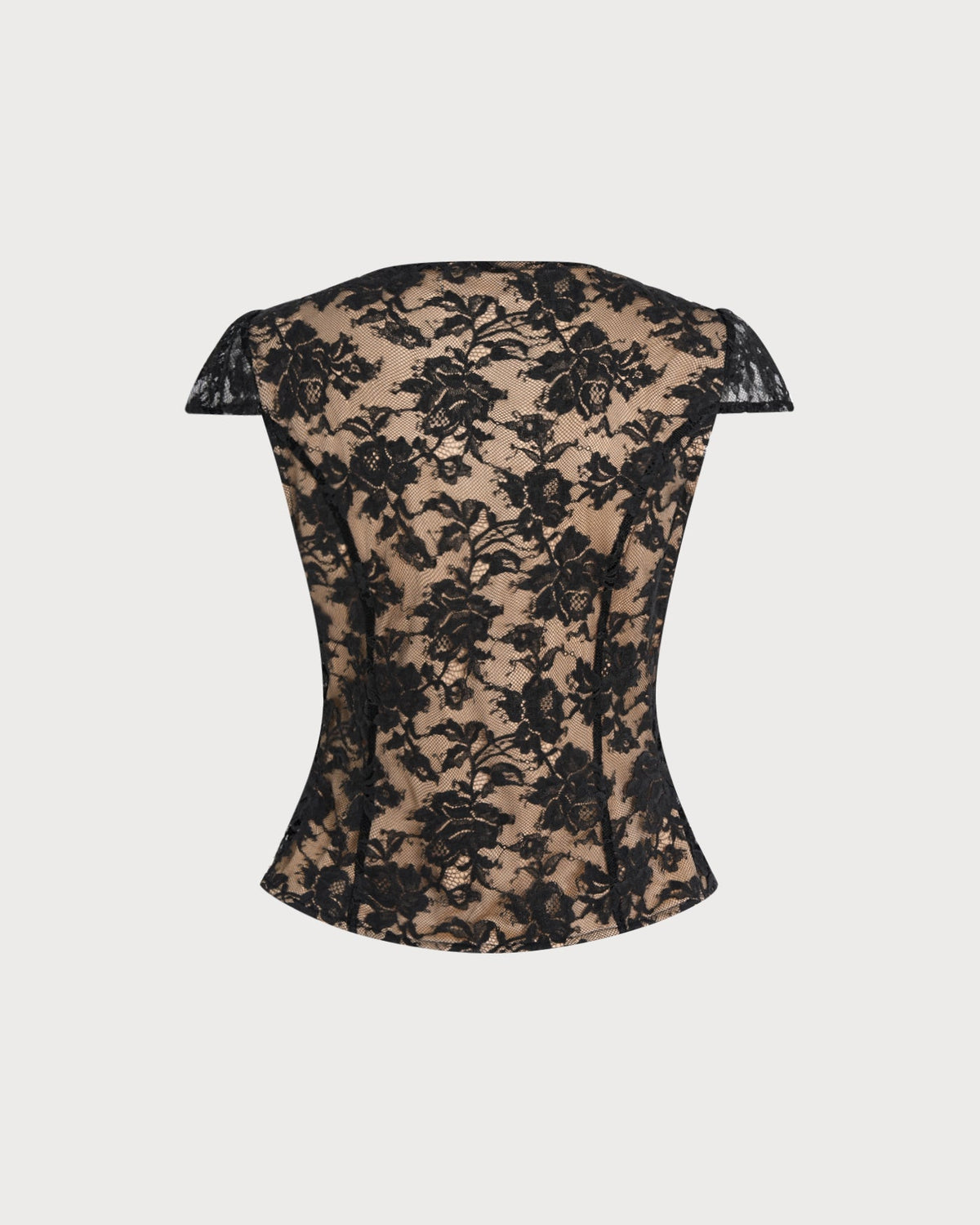 Blusa elegante negra de encaje con cuello en V