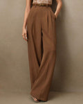 Pantalones con cintura marcada en color caramelo