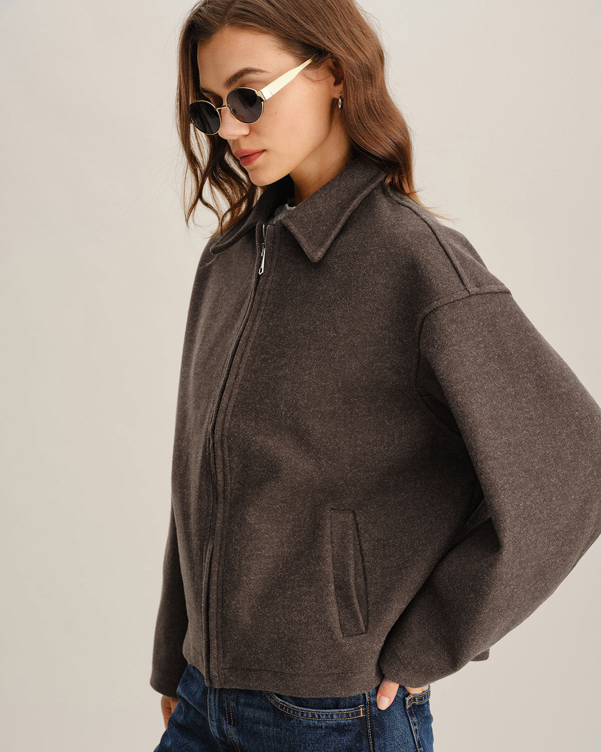 Chaqueta elegante con bolsillos para café