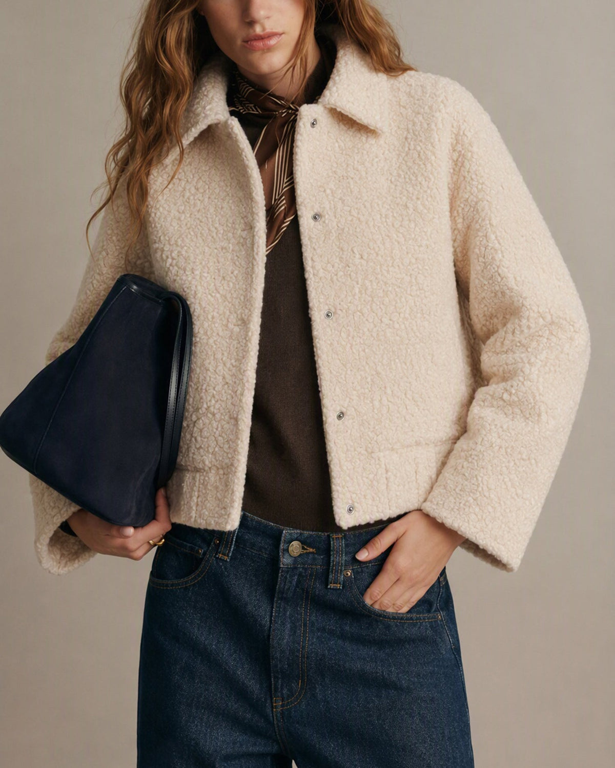 Chaqueta elegante lisa color albaricoque de botonadura sencilla