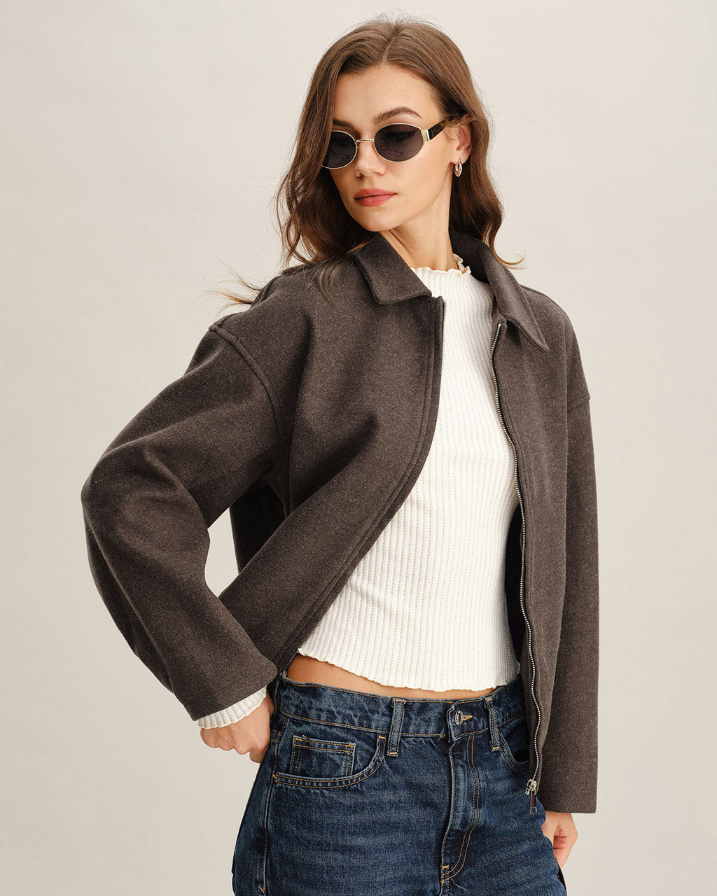 Chaqueta elegante con bolsillos para café