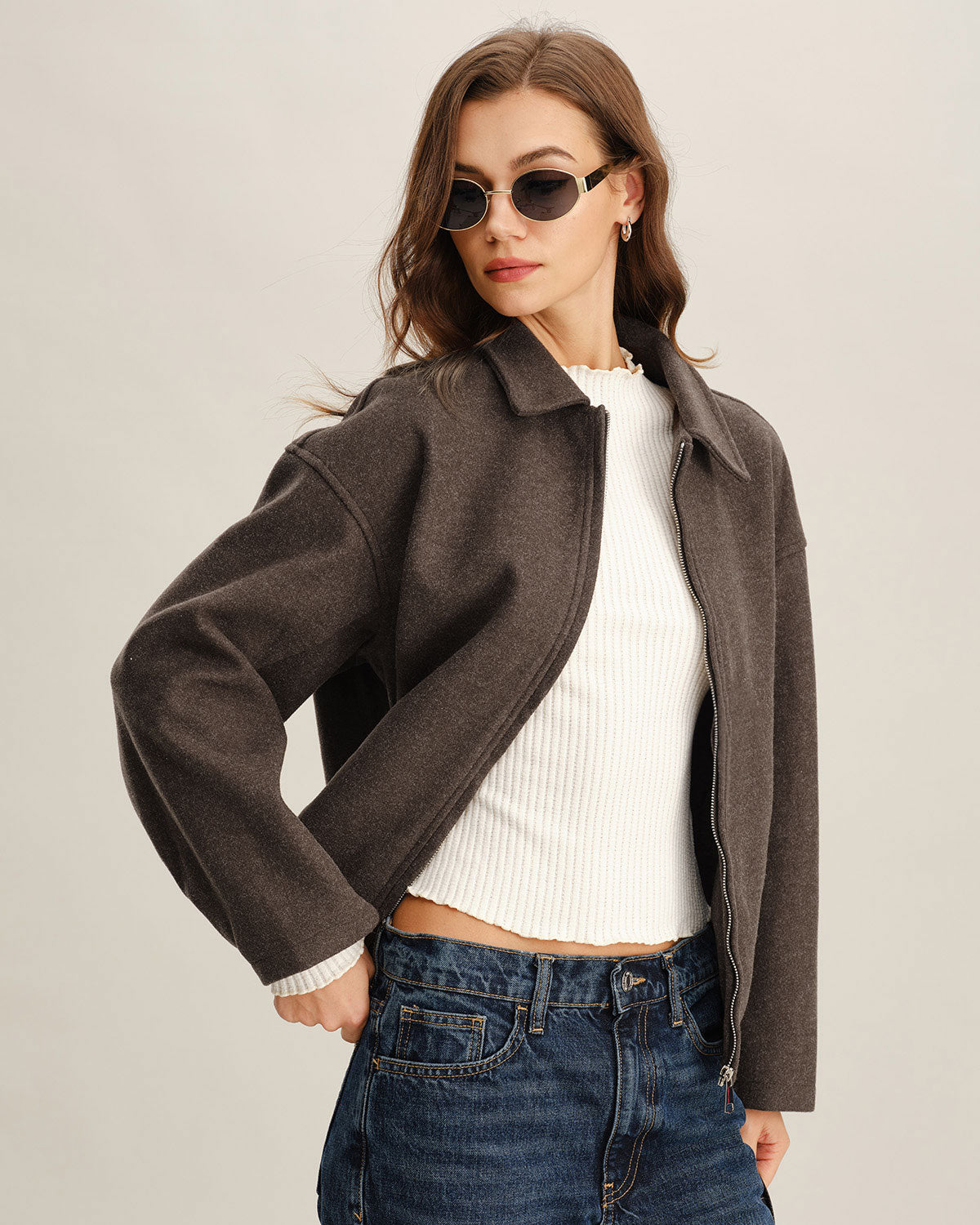 Chaqueta elegante con bolsillos para café