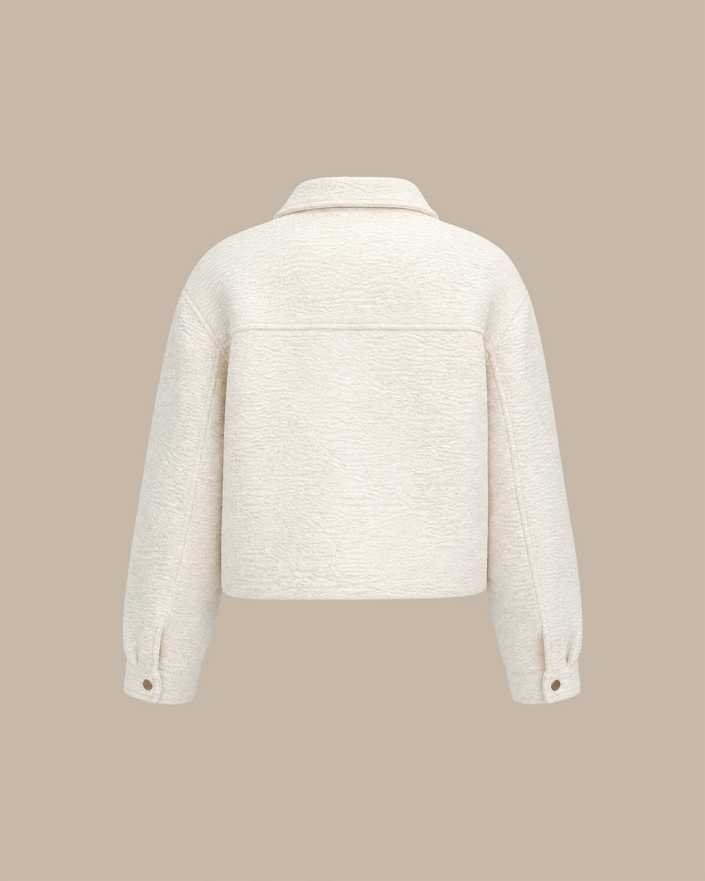 Chaqueta lisa en blanco roto con elegantes bolsillos de cremallera