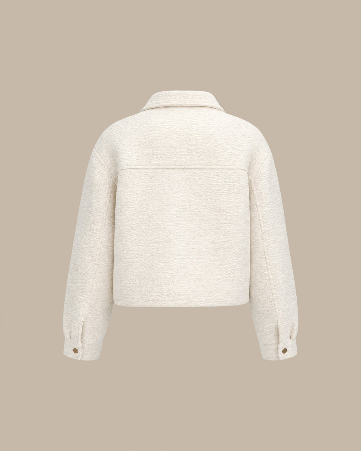 Chaqueta lisa en blanco roto con elegantes bolsillos de cremallera