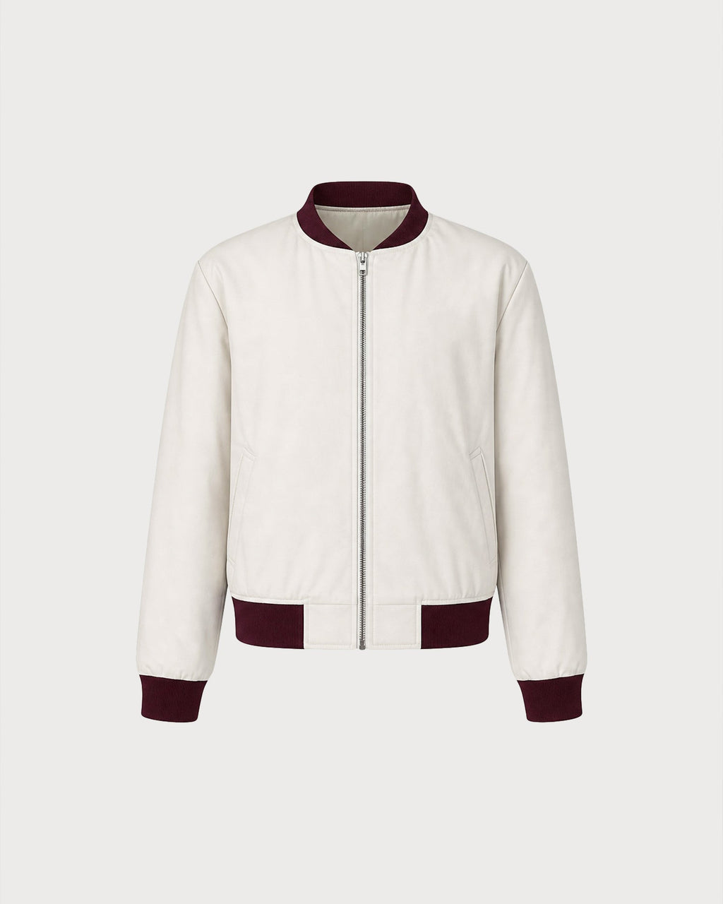 Chaqueta en blanco roto con bolsillos de cremallera en contraste