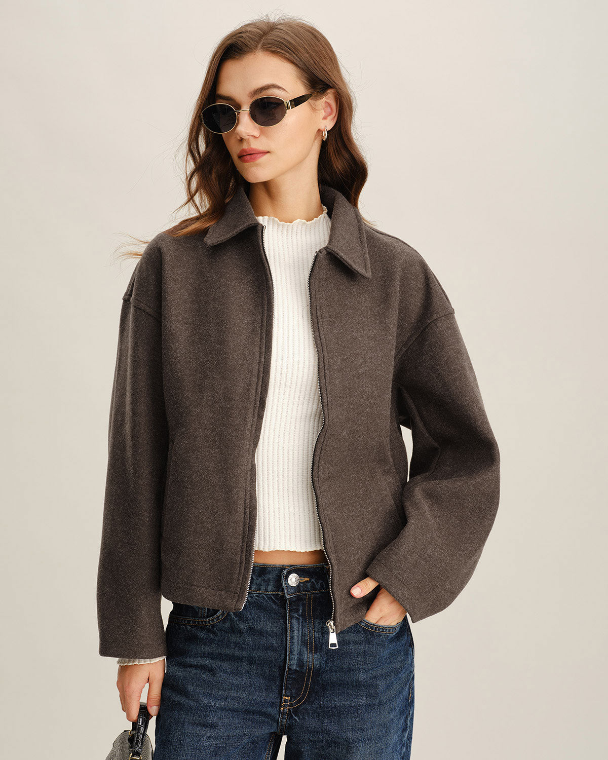 Chaqueta elegante con bolsillos para café