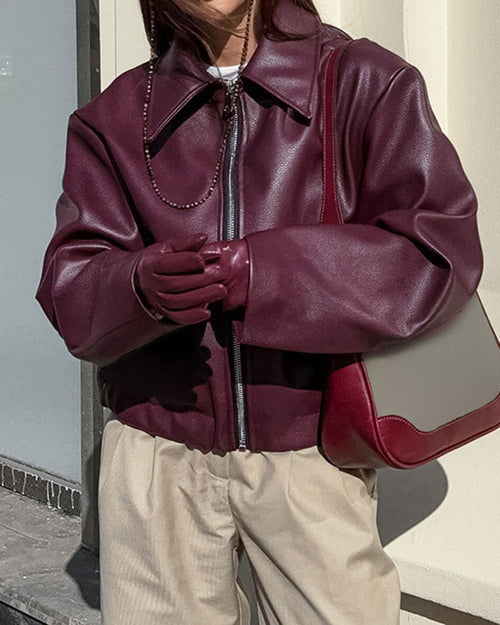 Chaqueta cuero granate
