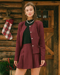 Chaqueta de un solo pecho color rojo vino