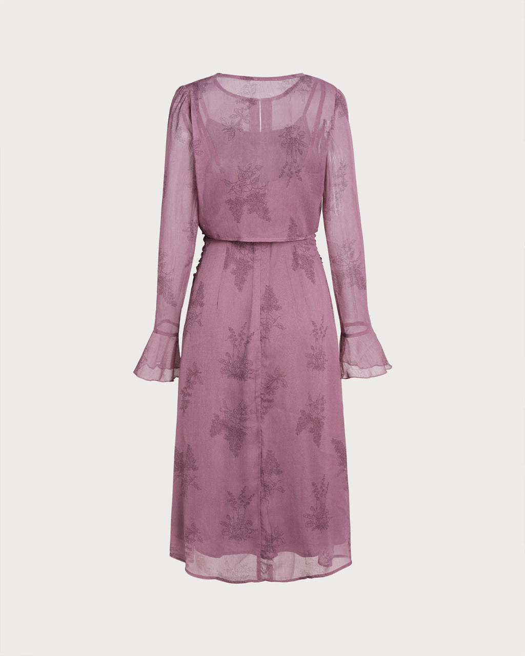 Vestido elegante morado con estampado floral