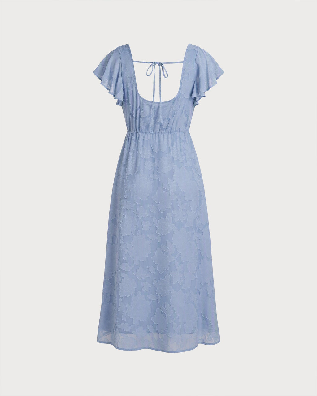 Vestido elegante azul con estampado floral