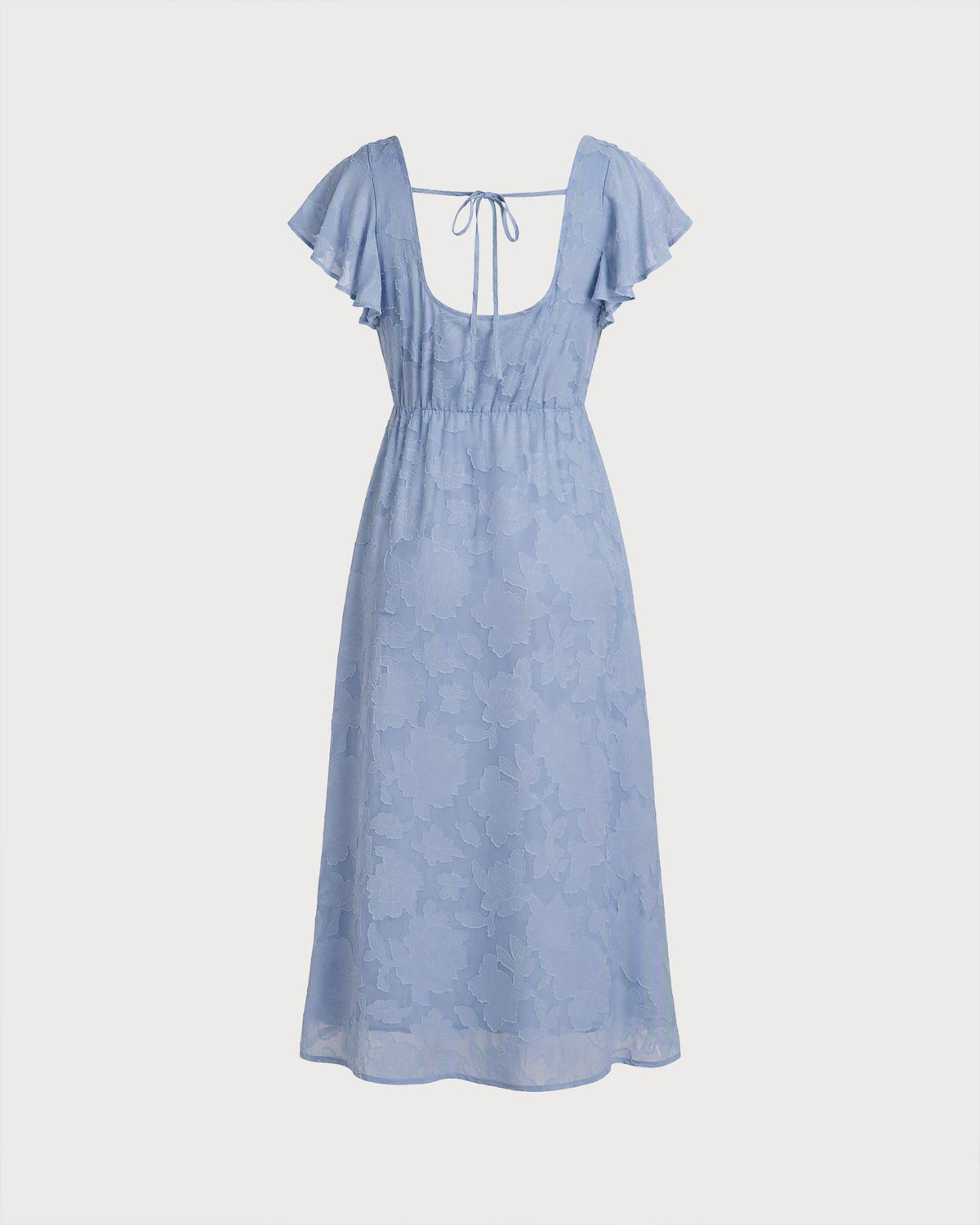 Vestido elegante azul con estampado floral