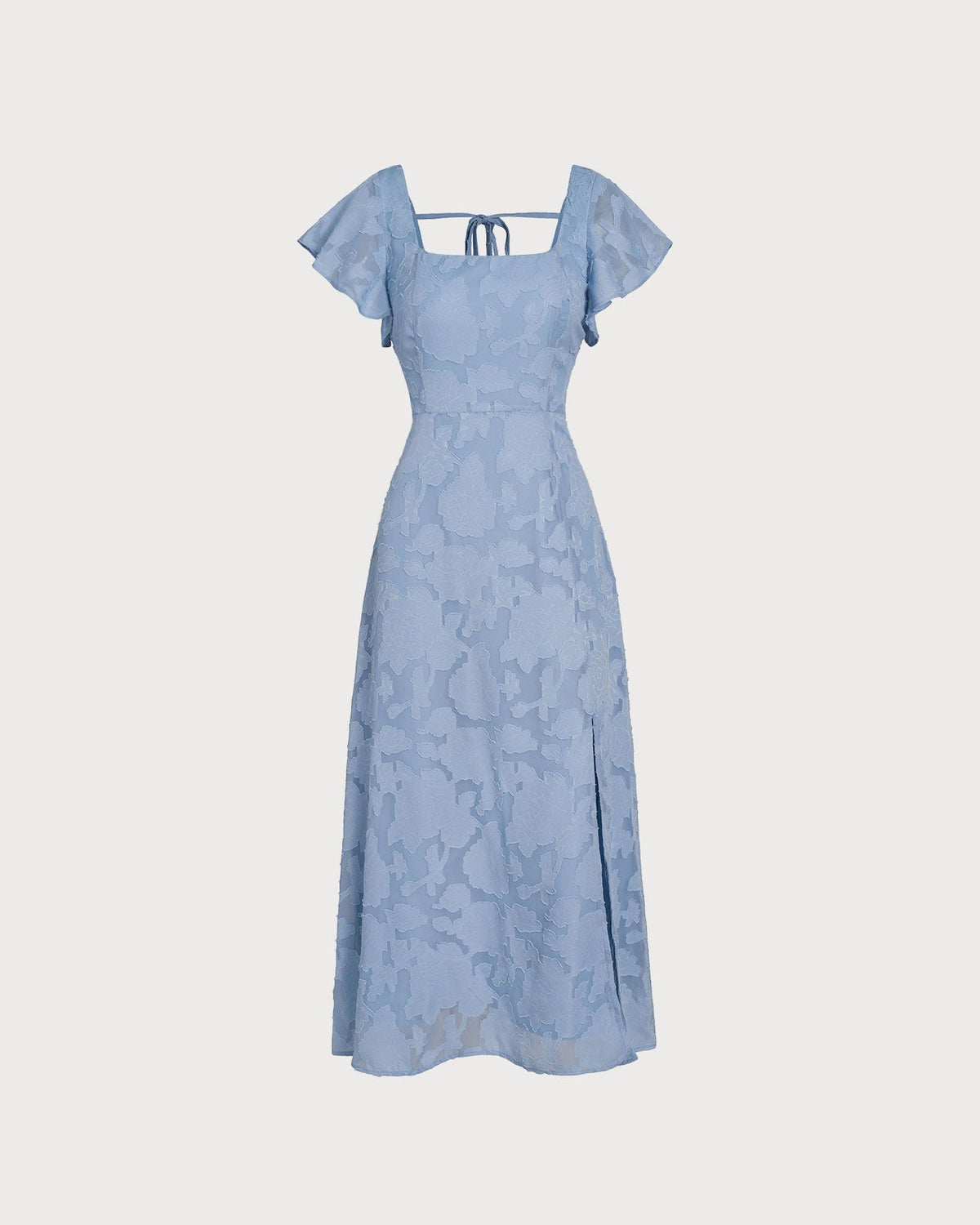 Vestido elegante azul con estampado floral